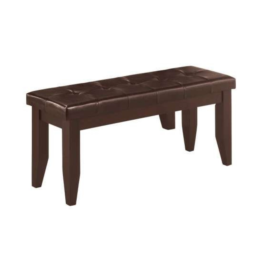 Furniture * | Flash Sale Simple Relax Faux Leather Dining Bench In Cappuccino And Black