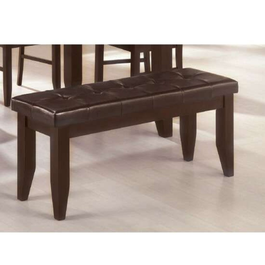 Furniture * | Flash Sale Simple Relax Faux Leather Dining Bench In Cappuccino And Black