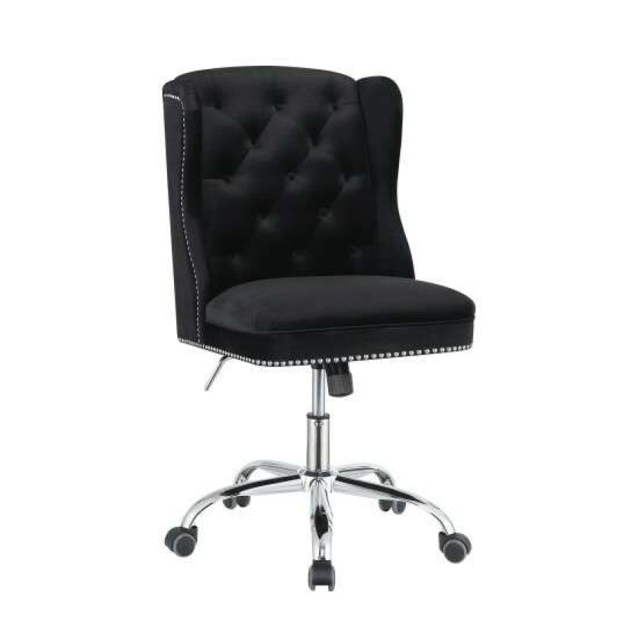 Furniture * | Hot Sale Simple Relax Upholstered Tufted Office Chair In Black