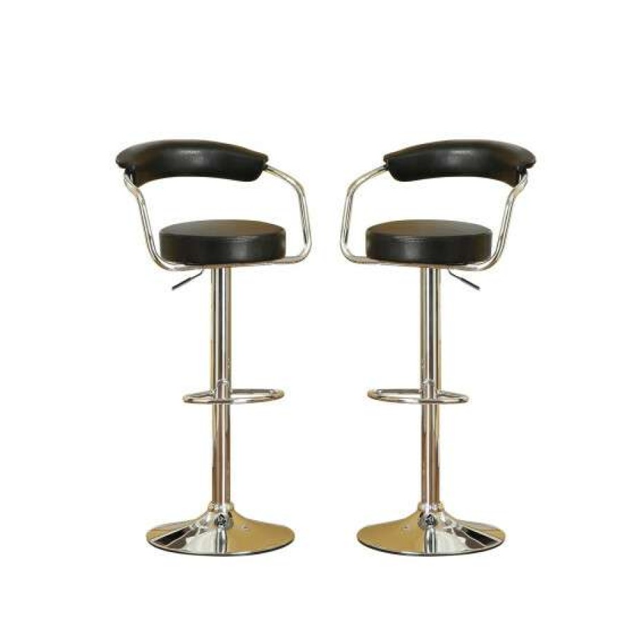 Furniture * | Cheap Simple Relax Set Of 2 Faux Leather Bar Stools