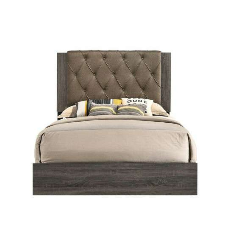 Furniture * | Best Sale Simple Relax Fabric Upholstered Eastern King Bed