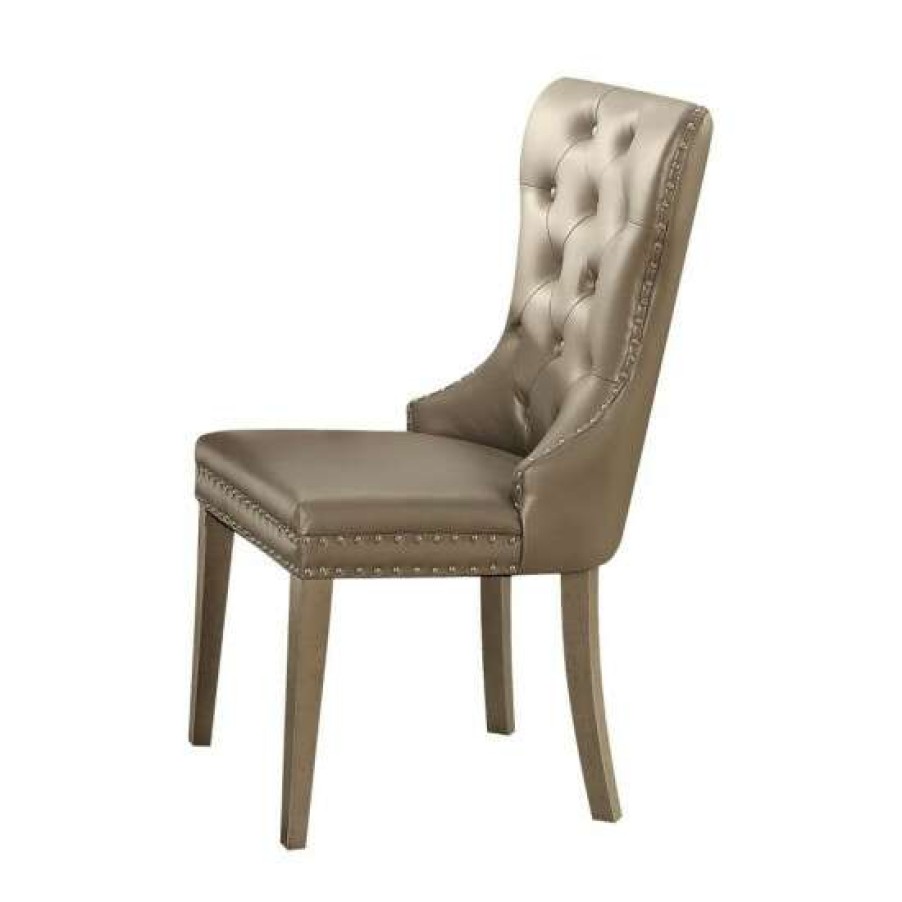 Furniture * | Cheapest Simple Relax Set Of 2 Upholstered Side Chairs, Champagne