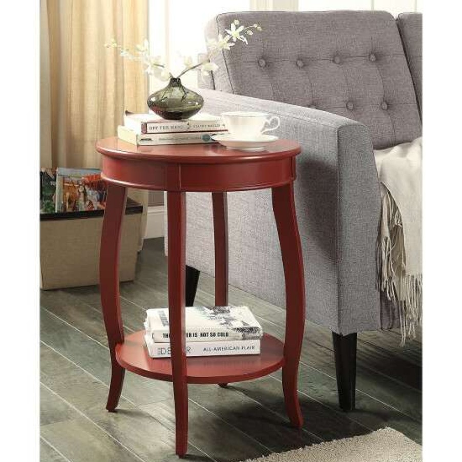 Furniture * | Best Pirce Simple Relax Round Side Table With Bottom Shelf