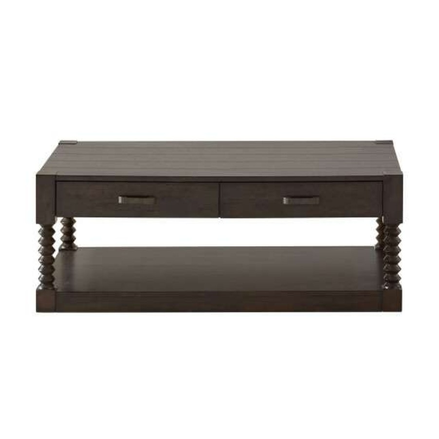 Furniture * | New Simple Relax 2 Drawers And 1 Shelf Coffee Table In Coffee Bean And Gunmetal