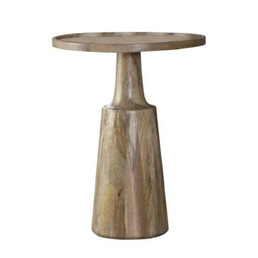 Furniture * | Brand New Simple Relax Round Top Wood Accent Table With Pedestal Base In Finish