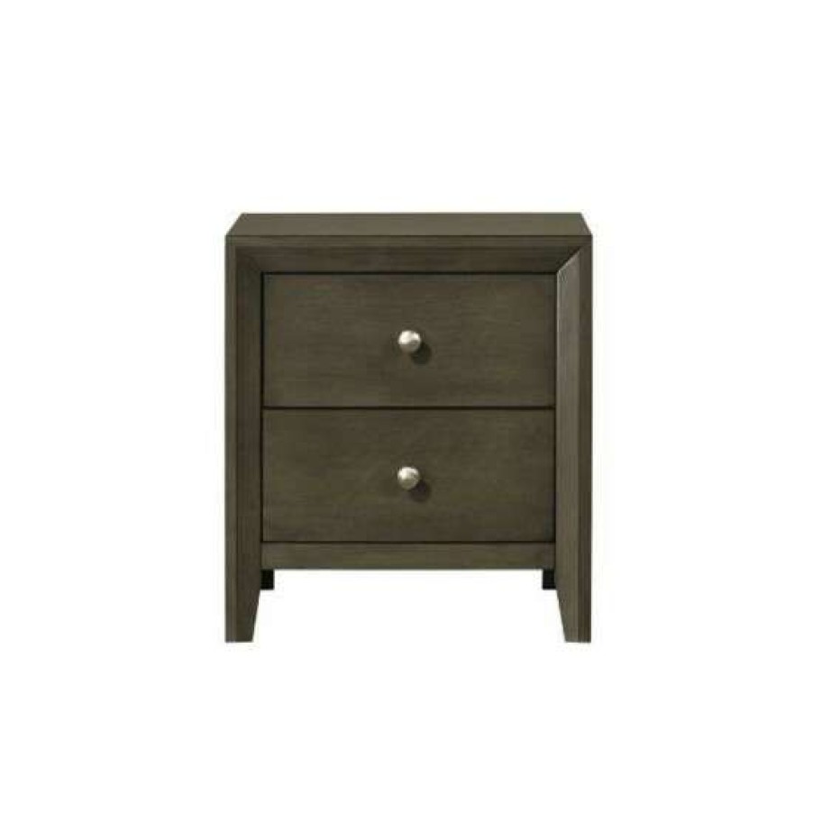 Furniture * | Deals Simple Relax 2 Drawers Nightstand In Gray Finish