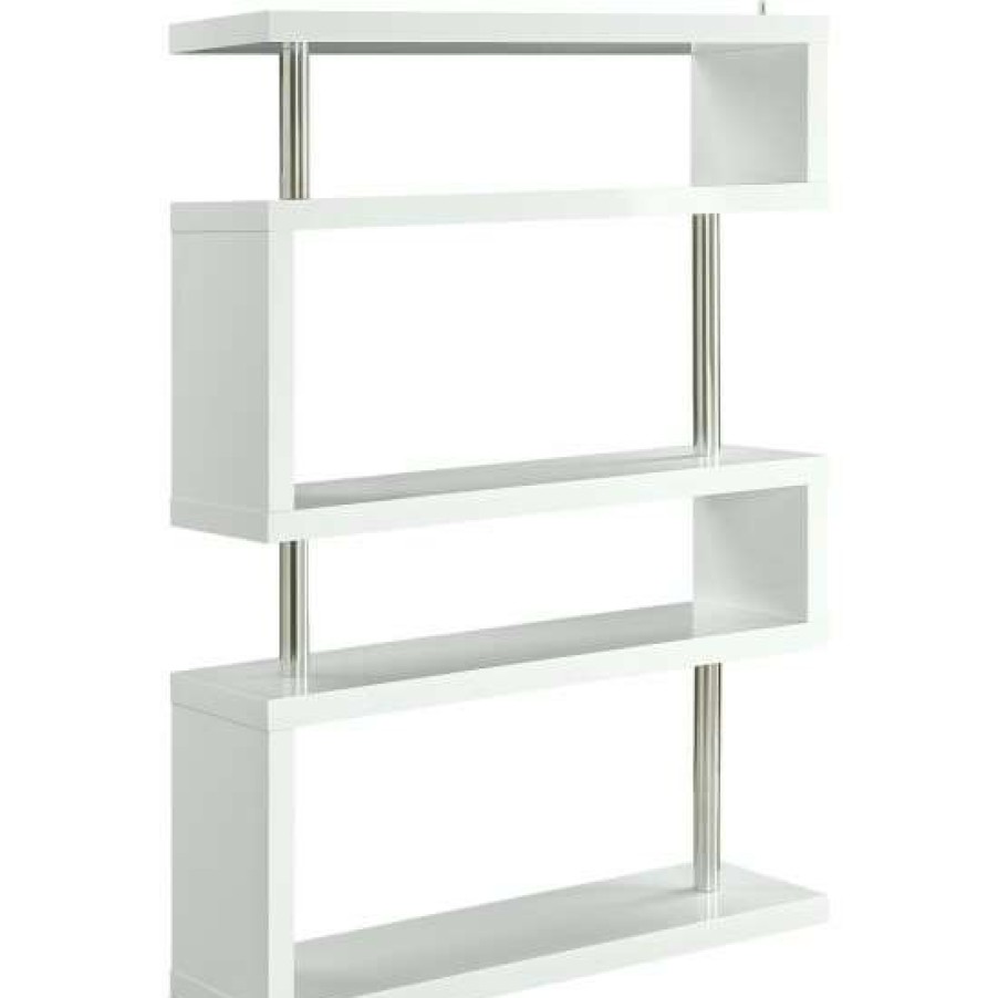 Furniture * | Top 10 Simple Relax Bookcase In High Gloss White And Stainless Steel