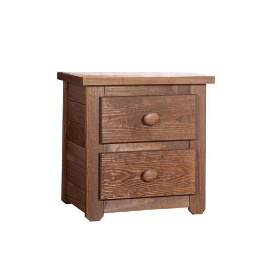 Furniture * | Discount Simple Relax Rustic Wooden Nightstand With 2 Drawers In Mahogany